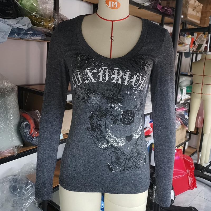 T-shirt court à manches longues pour femmes