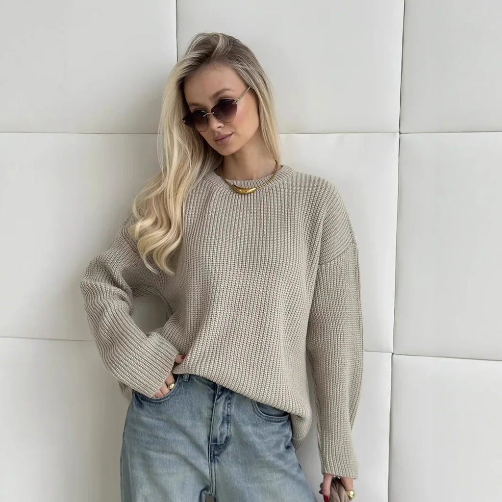 Pull basique tricoté col rond pour femmes