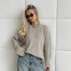 Pull basique tricoté col rond pour femmes
