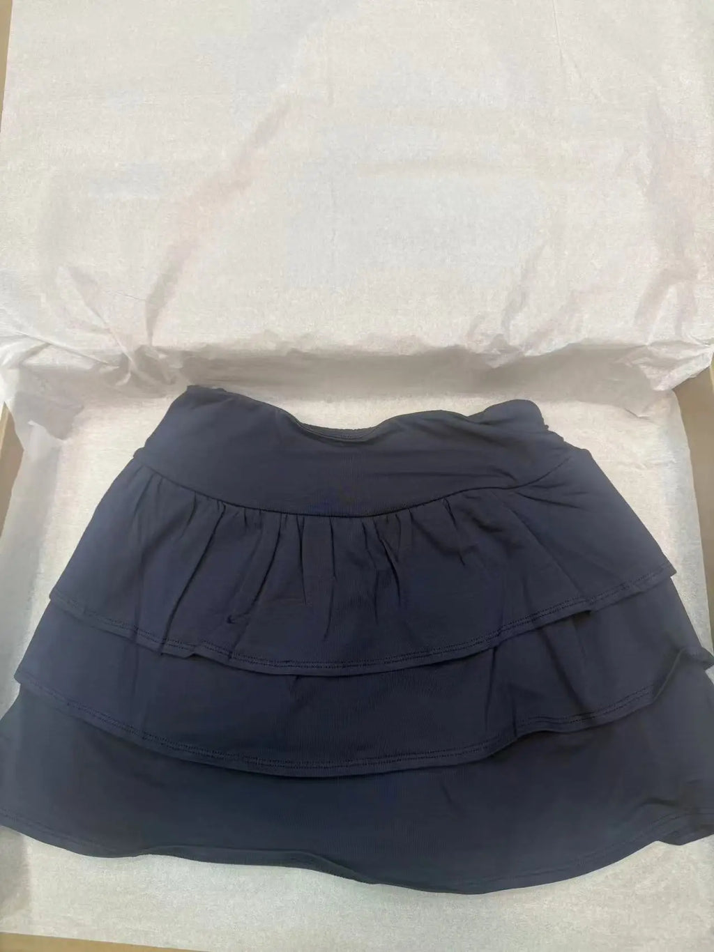 Mini jupes à volants bleu marine pour femmes