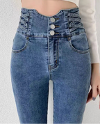 Jean crayon taille haute pour femmes