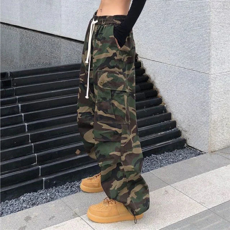 Pantalon cargo camouflage 100 % coton pur pour femmes