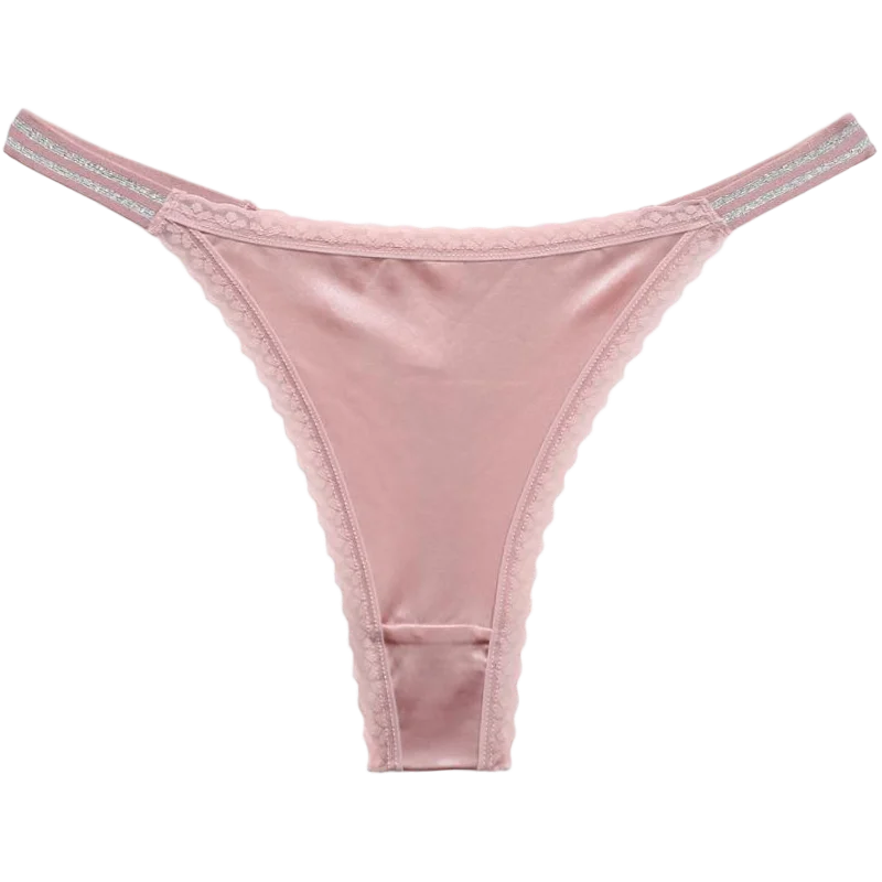 String taille basse en satin pour femmes