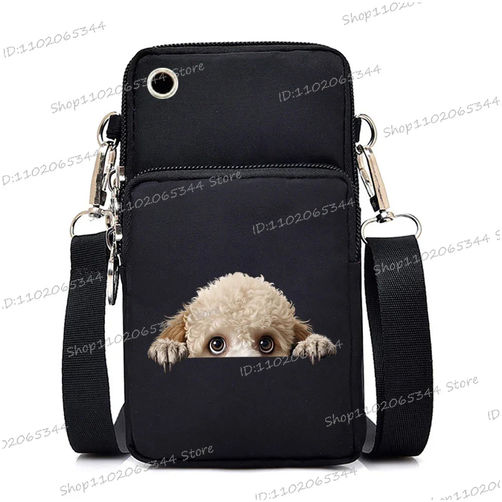 Sac à main pour téléphone portable imprimé chien 3D pour femmes