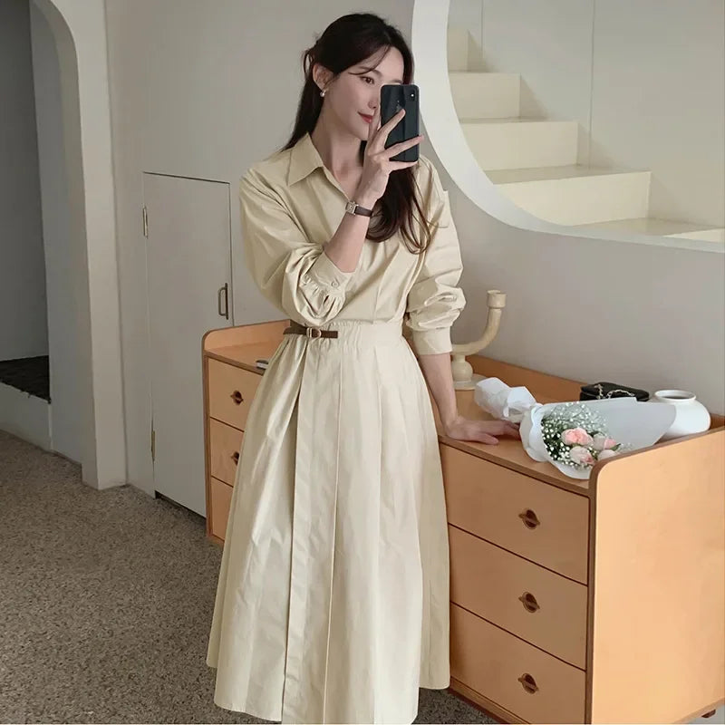 Robe élégante à manches longues et col en V pour femmes