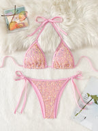 Ensemble maillot de bain deux pièces soutien-gorge push-up pour femmes