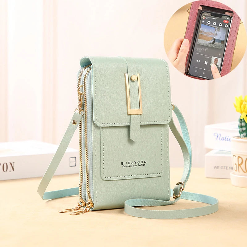 Sac à main en cuir souple téléphone portable pour femmes
