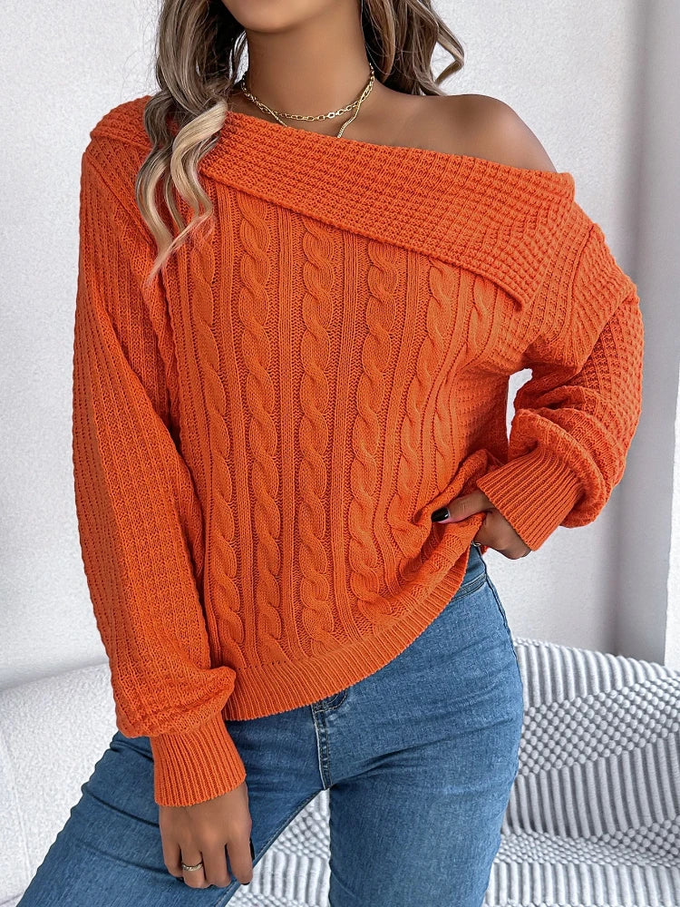 Pull Torsadé Femme – Épaules Dénudées Élégantes