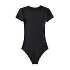 Body d'été sexy à manches courtes et col rond pour femmes