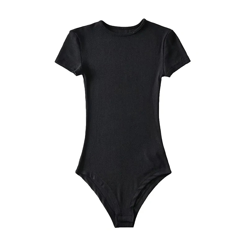 Body d'été sexy à manches courtes et col rond pour femmes