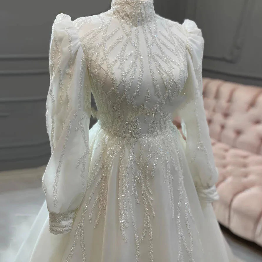 Robes de mariée musulmanes ivoire pour femmes