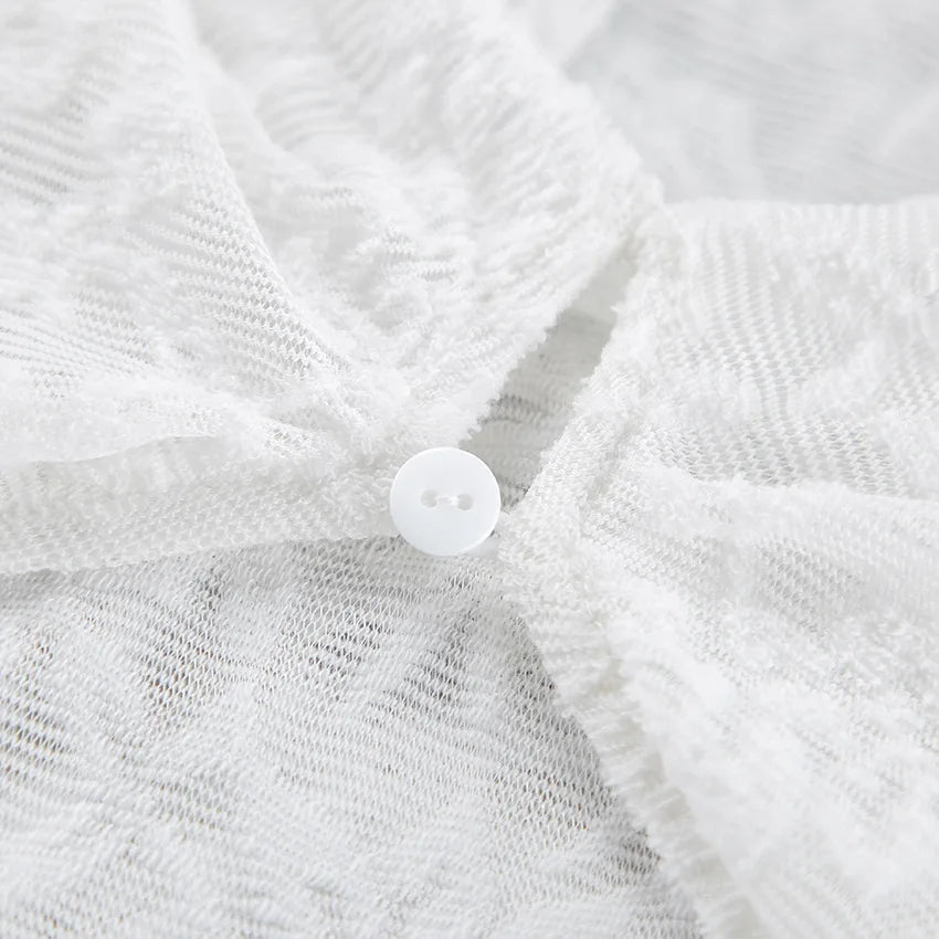 Chemisier en dentelle transparente blanche pour femmes