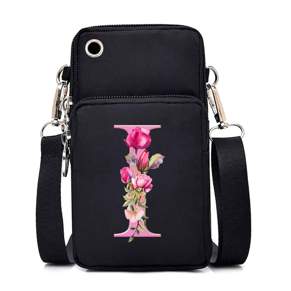 Sac à bandoulière série lettres Sakura rose pour téléphone portable pour femmes