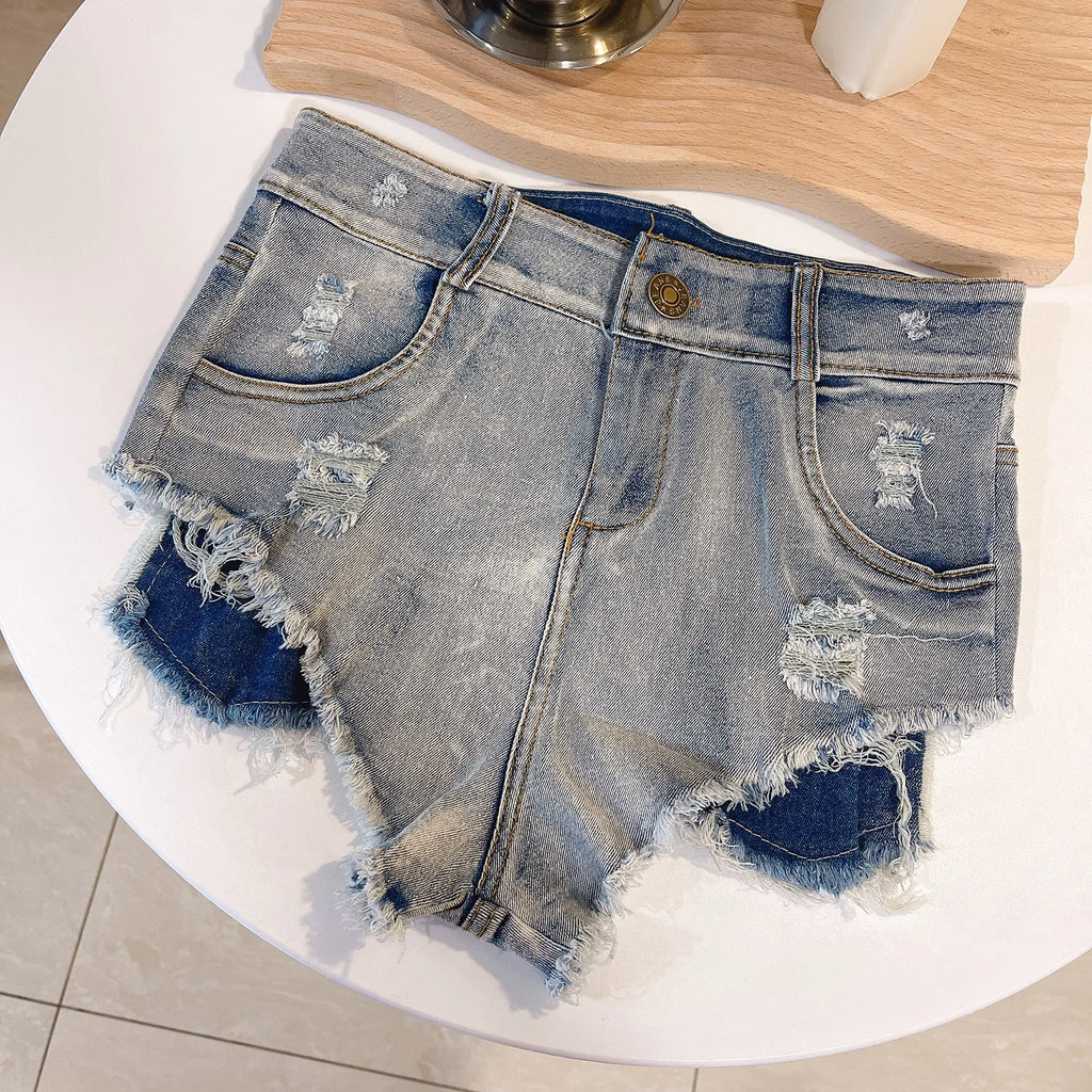 Short en jean taille haute pour femmes