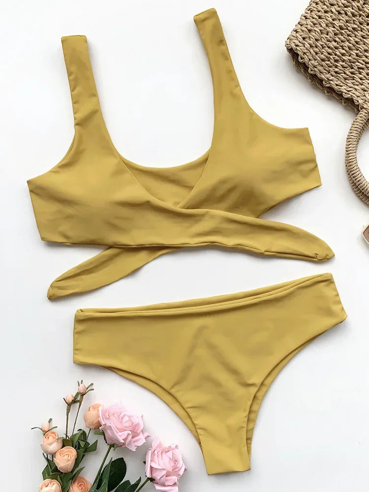 Maillot de bain deux pièce taille haute pour femmes