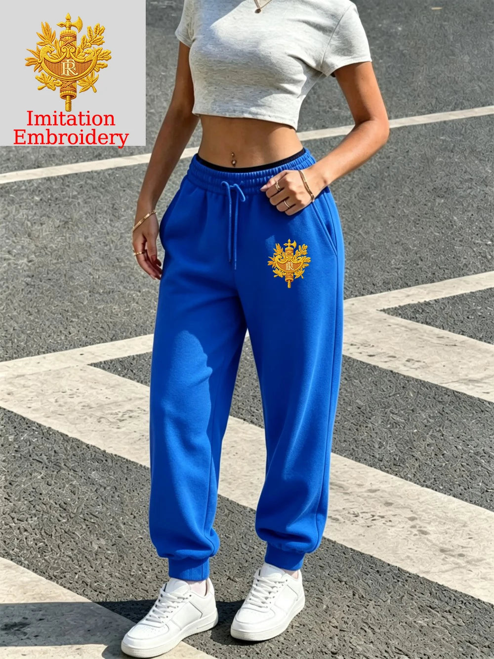 Pantalon de jogging décontracté en molleton pour femmes