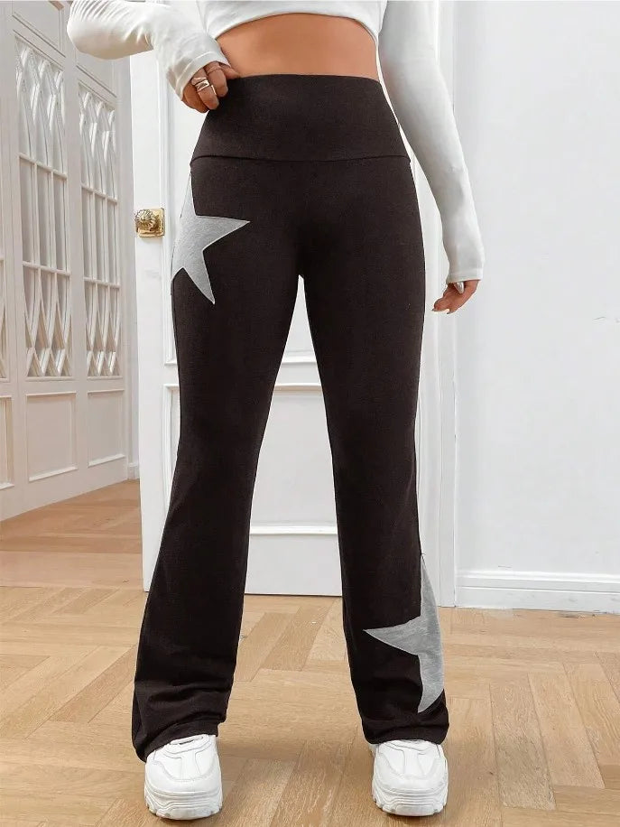 Pantalon long avec motif étoile pour femmes
