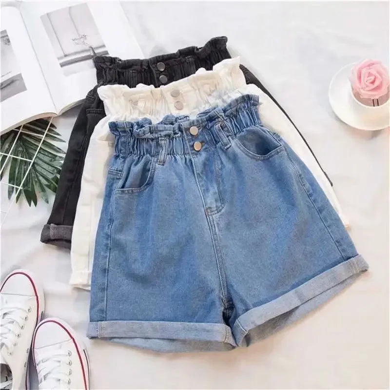 Shorts en jean amples coupe trapèze pour femmes