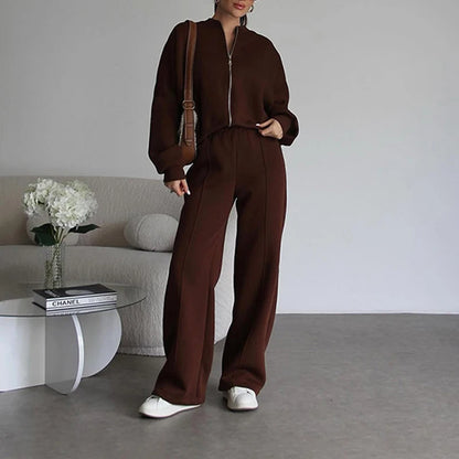 Ensemble Sportswear Femme – Cardigan Court Zippé et Pantalon