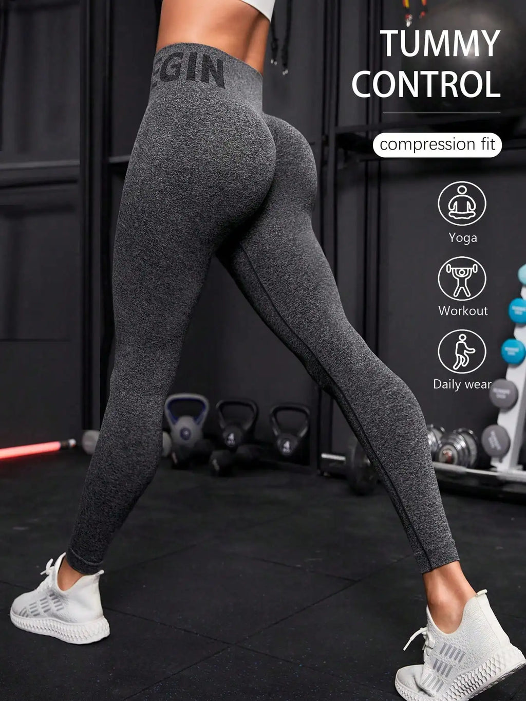 Pantalon de yoga sans couture couleur pêche pour femmes