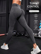 Pantalon de yoga sans couture couleur pêche pour femmes