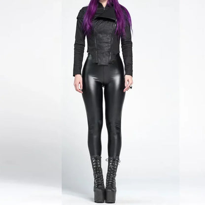Legging Taille Haute Femme – Similicuir Extensible Sans Couture