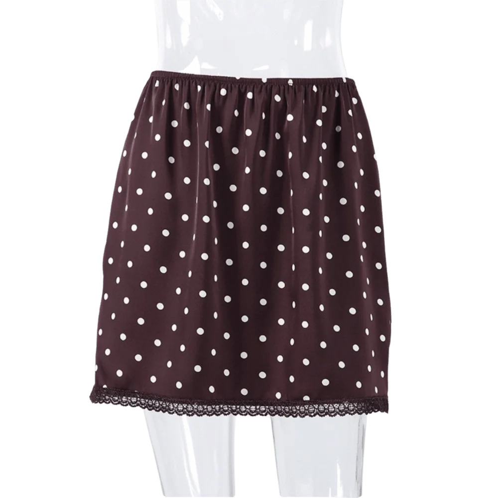 Mini-Jupe Femme – Pois, Dentelle et Taille Haute