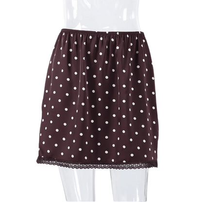 Mini-Jupe Femme – Pois, Dentelle et Taille Haute