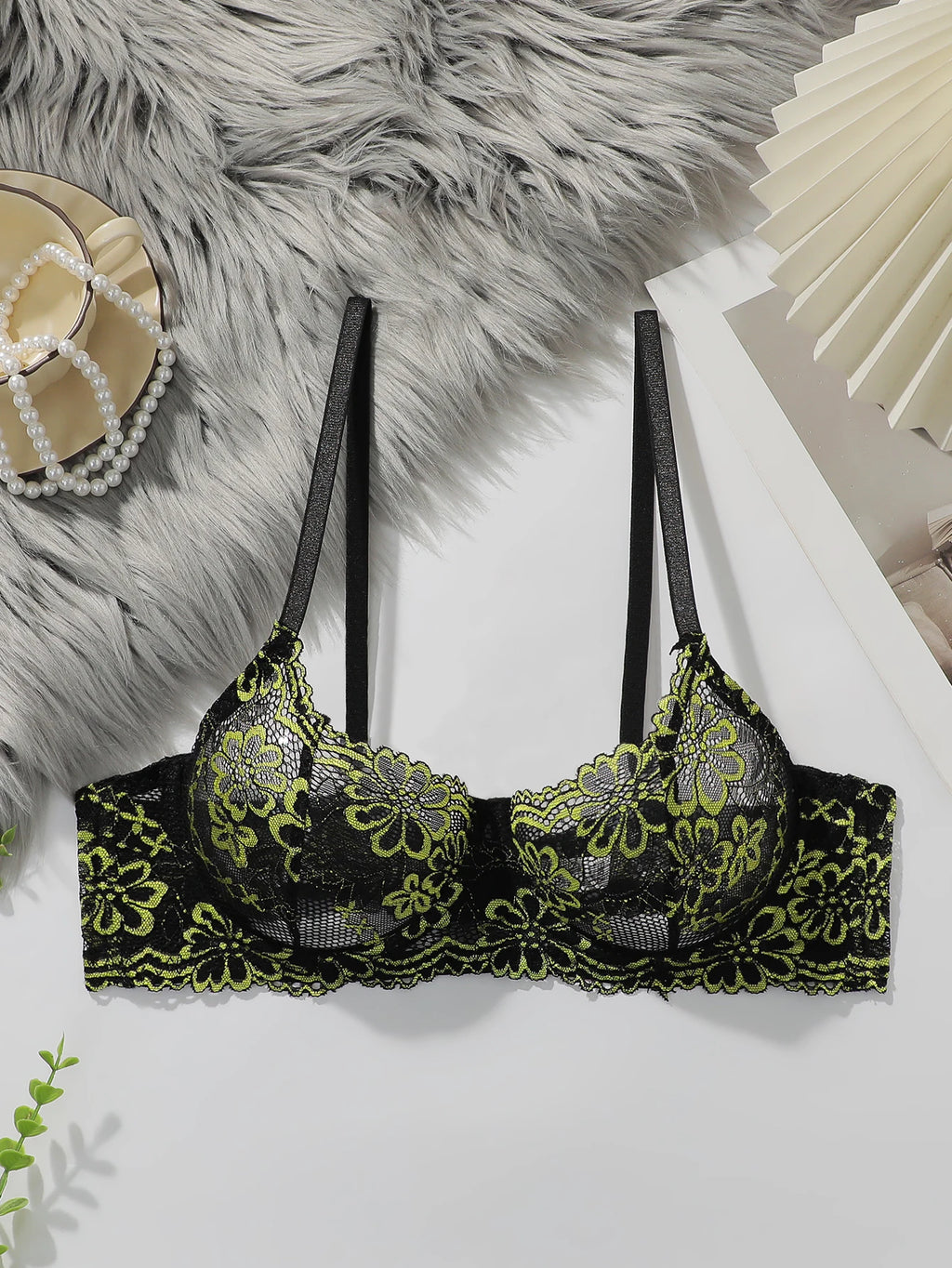 Soutien-gorge sexy en dentelle florale brodée pour femmes