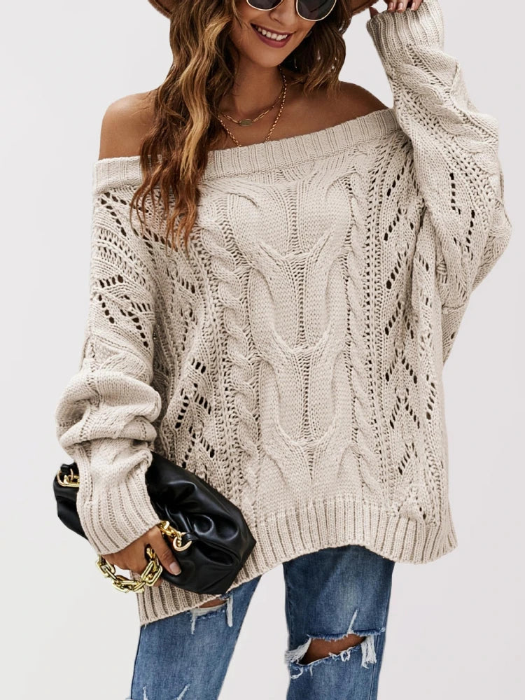 Pull tricoté à manches lanternes pour femmes