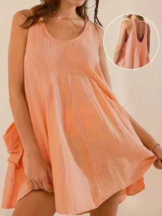 Robe Courte Ample Femme – Unie et Sans Manches