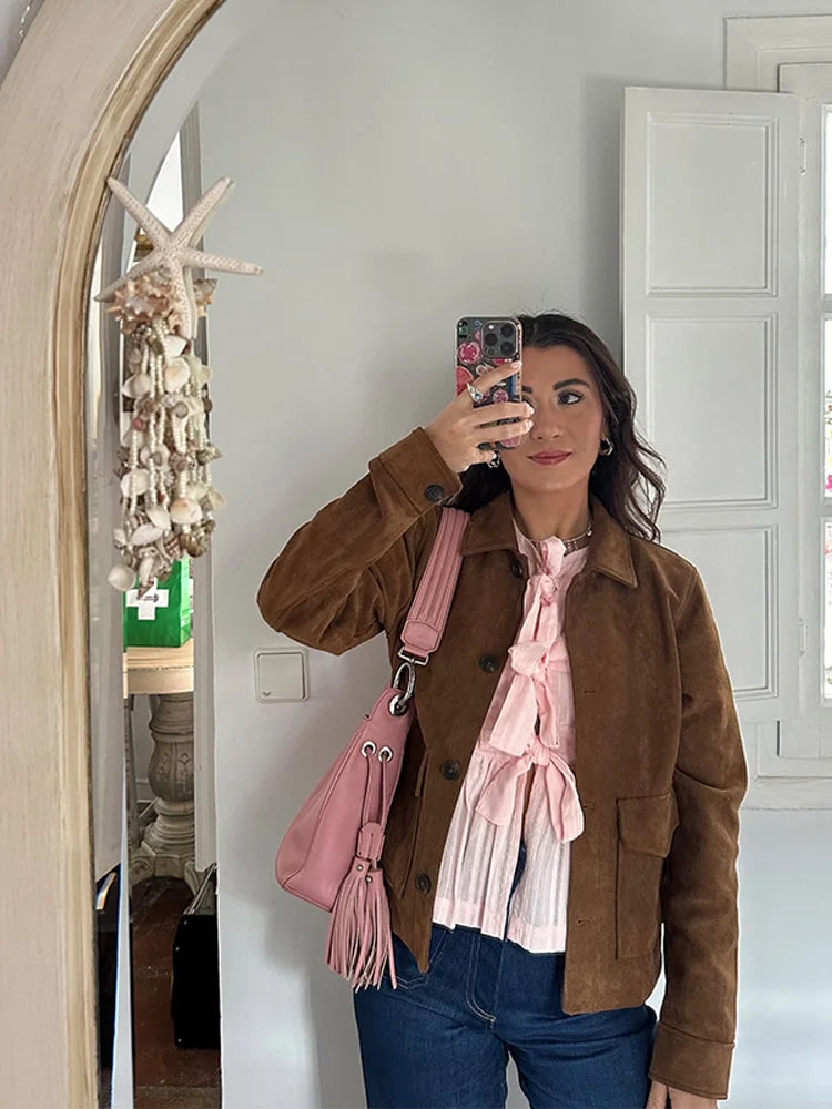 Veste marron vintage pour femmes
