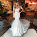 Robe de mariée sirène bustier cœur style bohème pour femmes