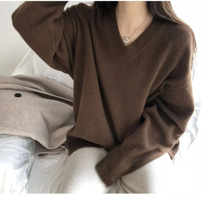 Pull Col V Femme – Maille Style Coréen
