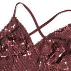 Robes à paillettes avec col en V profond pour femmes