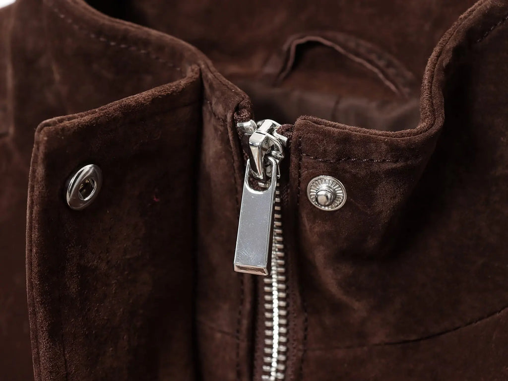 Veste en faux daim à col montant et manches longues pour femmes