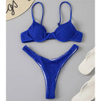 Maillot de bain deux pièces à armatures taille haute et culotte tanga pour femmes