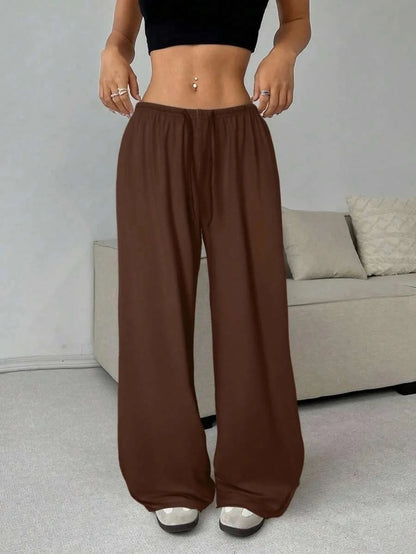 Pantalon Large Femme – Taille Élastique à Lacets