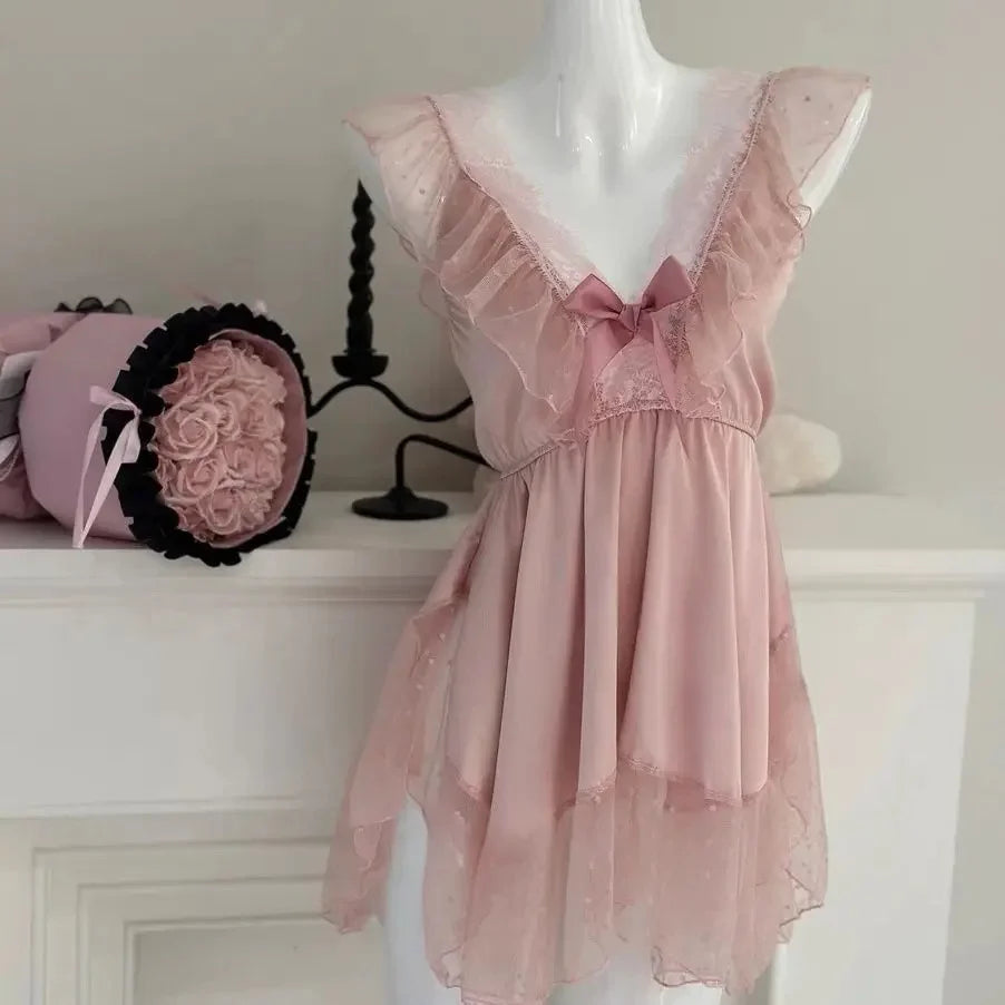 Chemise de nuit d'été sexy en dentelle fine pour femmes