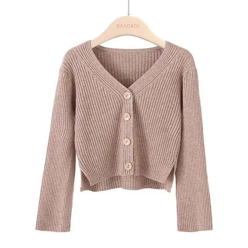 Cardigan court à boutons pour femmes