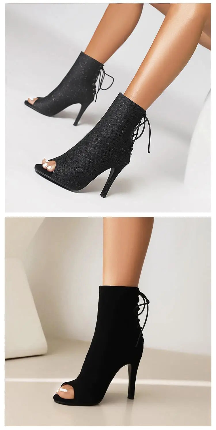 Bottines à talons hauts noirs pour femmes