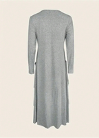 Robe maxi décontractée à manches longues et col rond pour femmes
