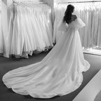 Robe de mariée princesse en tulle simple avec manches bouffantes pour femmes