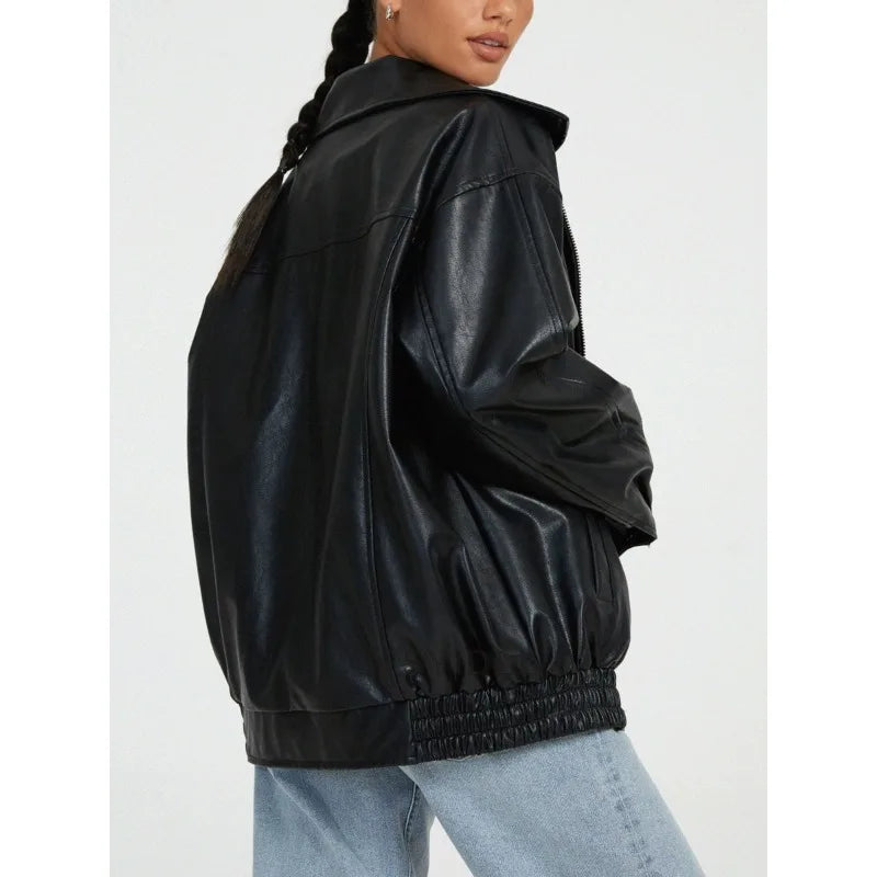 Veste en cuir PU hauts femmes
