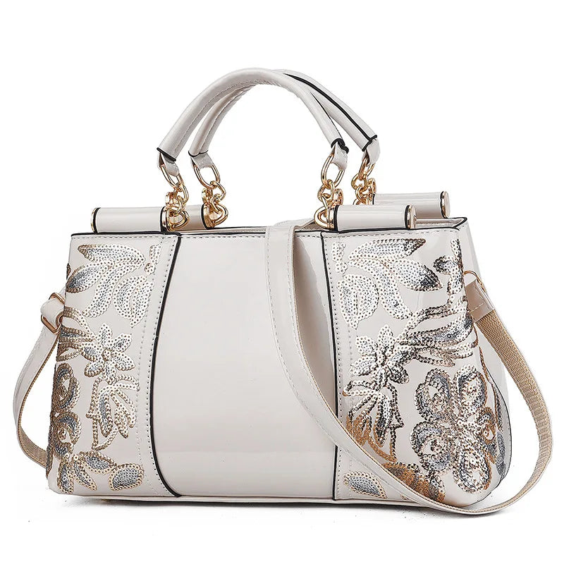 Sac à bandoulière en cuir verni brillant pour femmes