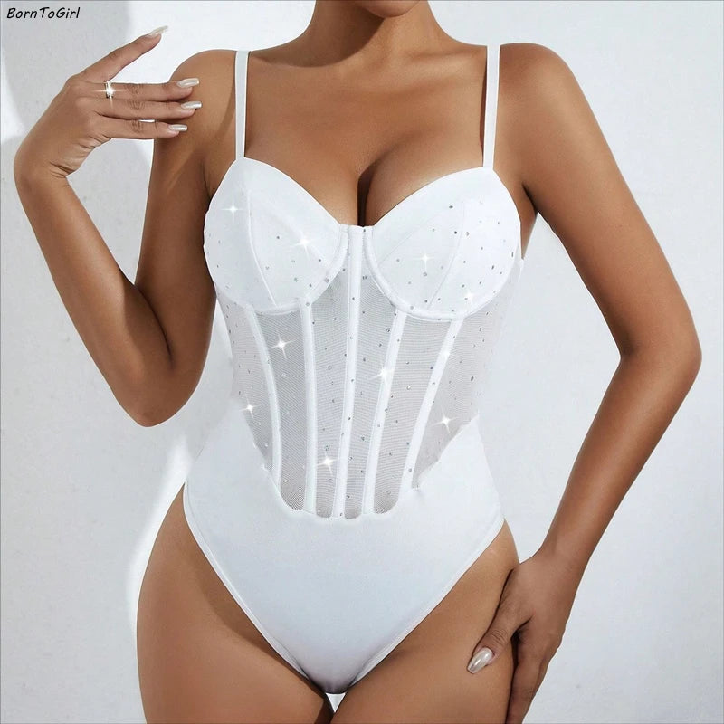 Body moulant, col en V pour femme