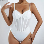 Body moulant, col en V pour femme
