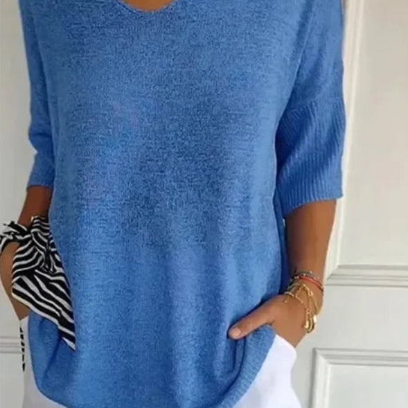 Pull décontracté à col en V pour femmes