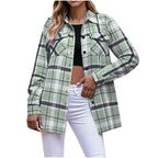 Chemise à carreaux à manches longues pour femmes