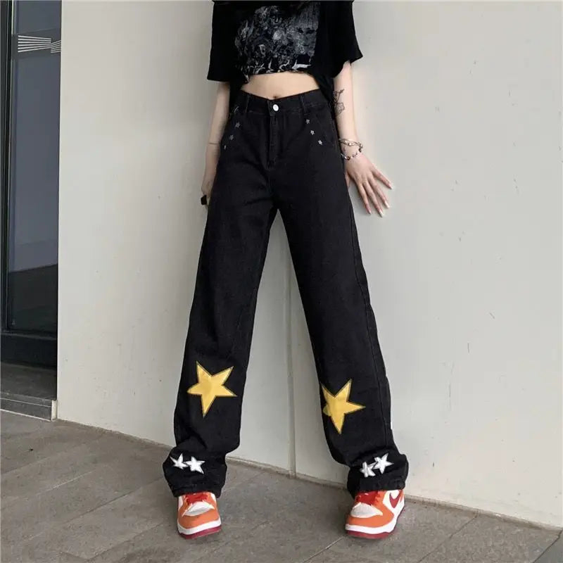 Jean vintage à jambes larges pour femmes